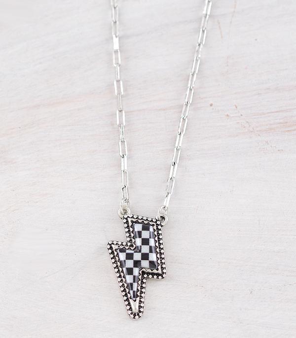 NECKLACES :: WESTERN TREND :: Wholesale Western Checkered Bolt Necklace