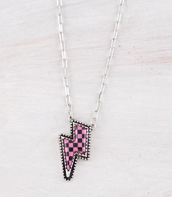 WHAT'S NEW :: Wholesale Western Checkered Bolt Necklace