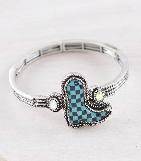 New Arrival :: Wholesale Western Checkered Boot Bracelet