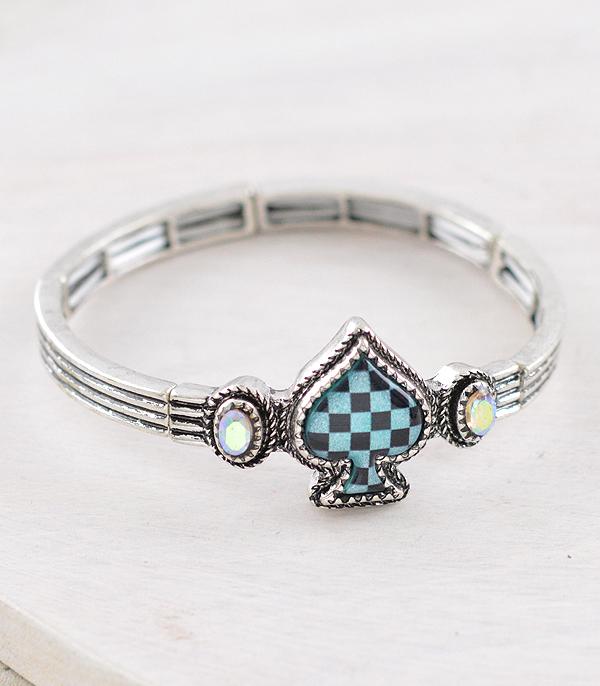 BRACELETS :: STRETCH :: Wholesale Western Checkered Spade Bracelet