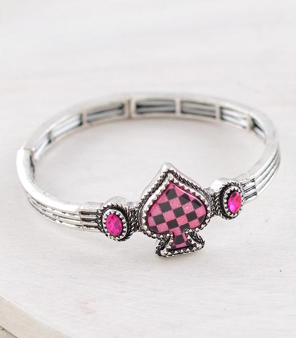 BRACELETS :: STRETCH :: Wholesale Western Checkered Spade Bracelet