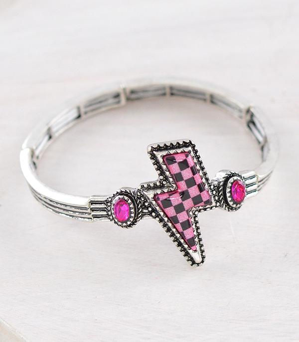 BRACELETS :: STRETCH :: Wholesale Western Checkered Bolt Bracelet