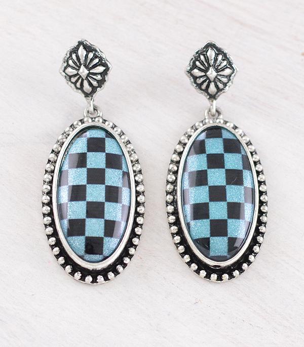 WHAT'S NEW :: Wholesale Western Checkered Dangle Earrings