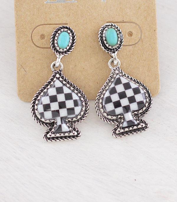 WHAT'S NEW :: Wholesale Western Checkered Spade Earrings