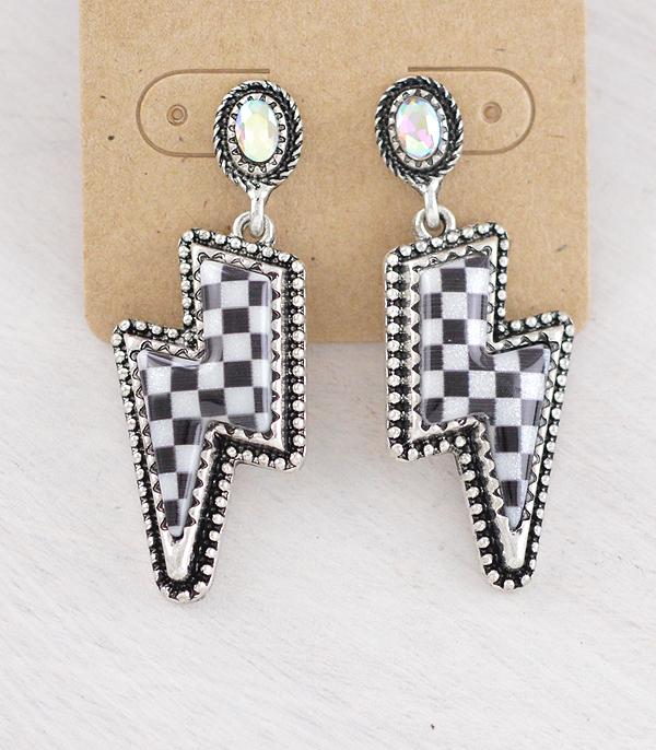 WHAT'S NEW :: Wholesale Western Checkered Bolt Earrings