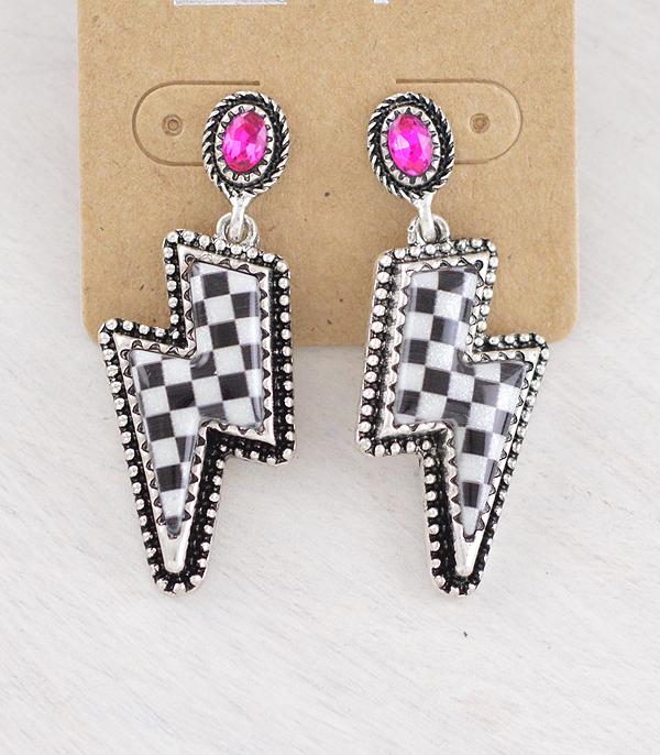 WHAT'S NEW :: Wholesale Western Checkered Bolt Earrings