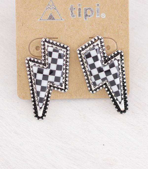 WHAT'S NEW :: Wholesale Western Checkered Bolt Earrings