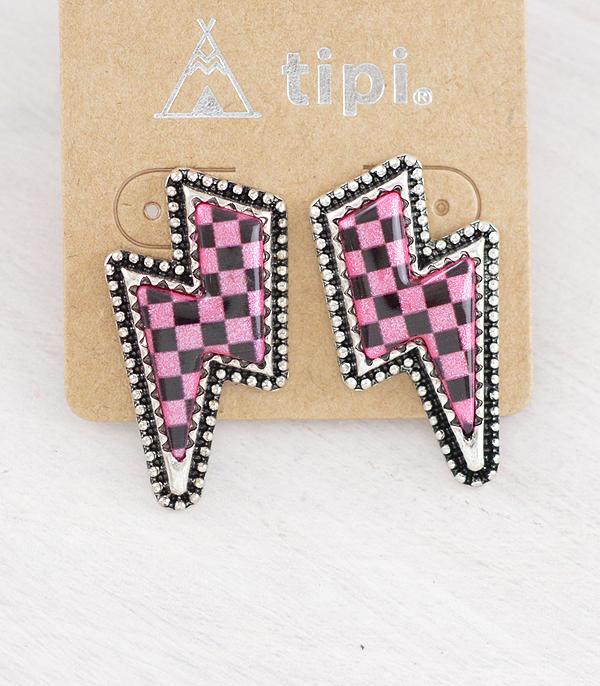 WHAT'S NEW :: Wholesale Western Checkered Bolt Earrings