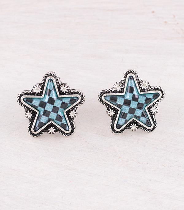 WHAT'S NEW :: Wholesale Western Checkered Star Earrings