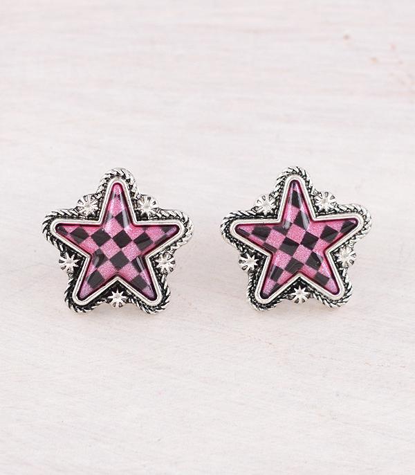 WHAT'S NEW :: Wholesale Western Checkered Star Earrings