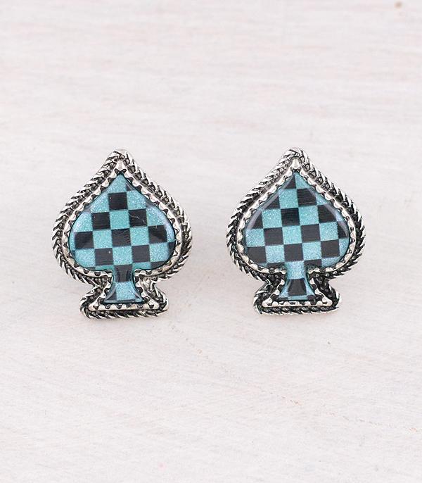 WHAT'S NEW :: Wholesale Western Checkered Spade Earrings