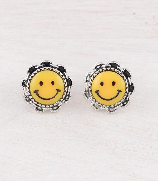 New Arrival :: Wholesale Western Smile Face Concho Earrings