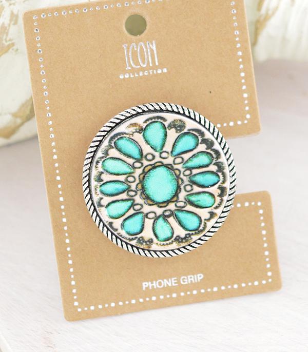 New Arrival :: Wholesale Western Turquoise Pop Up Phone Grip