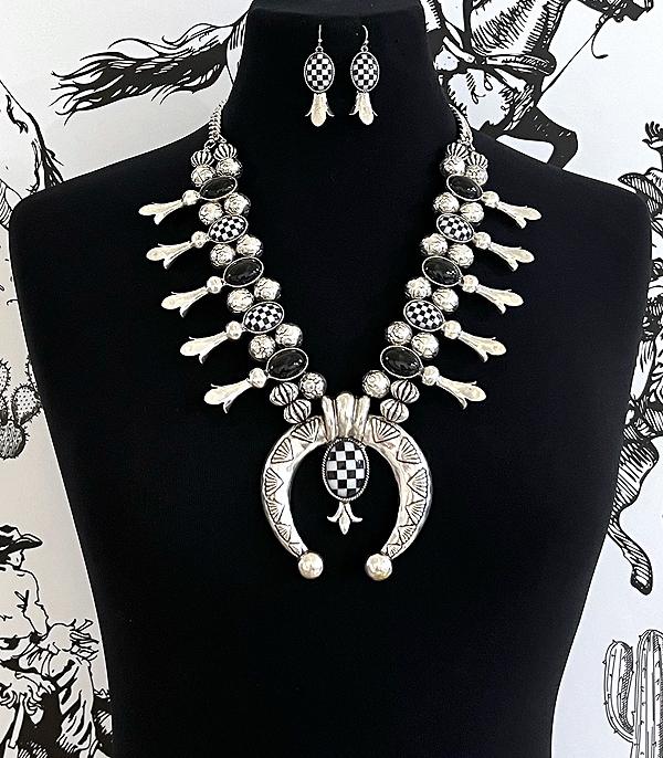 WHAT'S NEW :: Wholesale Western Checkered Squash Blossom Necklac