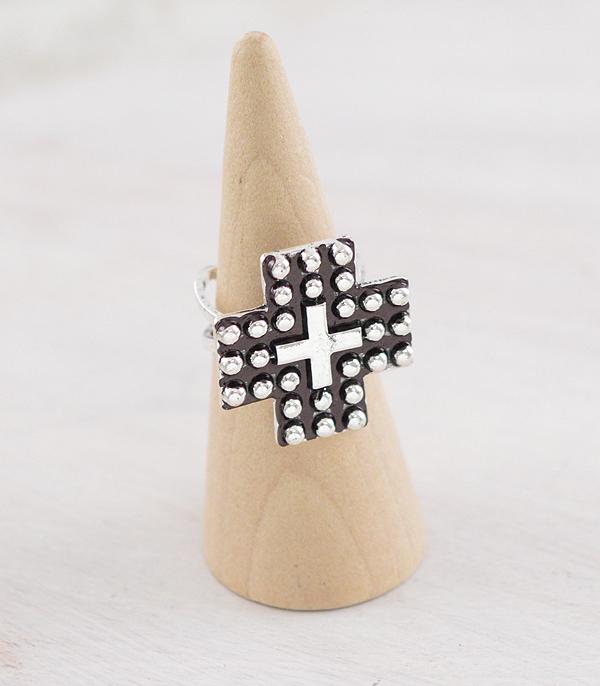 New Arrival :: Wholesale Western Bubble Textured Cross Ring