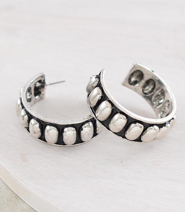 New Arrival :: Wholesale Western Bubble Textured Hoop Earrings