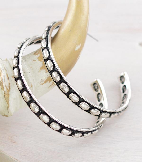 New Arrival :: Wholesale Western Bubble Textured Hoop Earrings