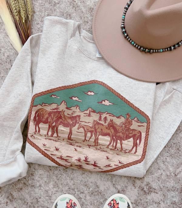 New Arrival :: Wholesale Western Cowboy Graphic Sweatshirt