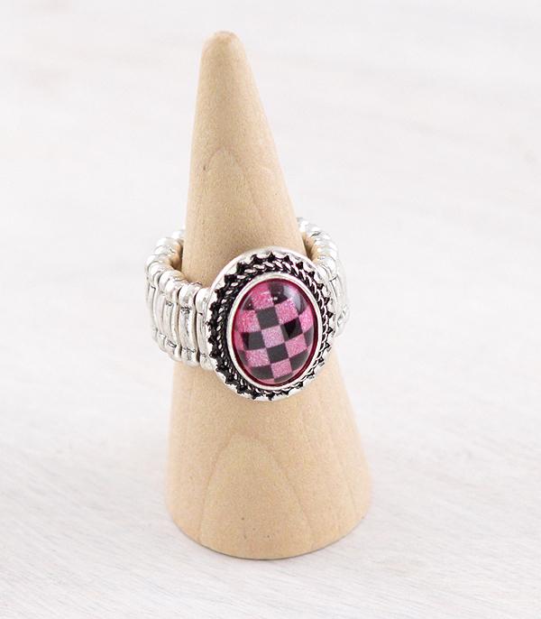 New Arrival :: Wholesale Checkered Oval Ring