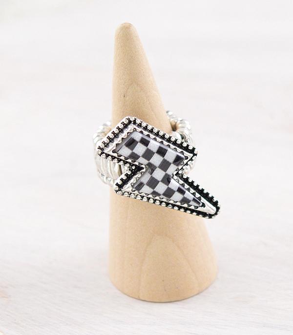 New Arrival :: Wholesale Western Checkered Bolt Ring