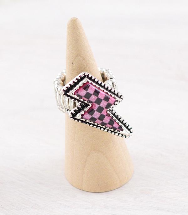 RINGS :: Wholesale Western Checkered Bolt Ring