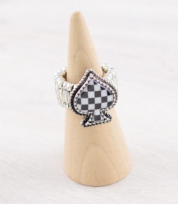 RINGS :: Wholesale Western Checkered Ace Ring