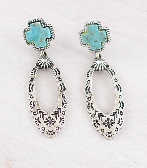 WHAT'S NEW :: Wholesale Western Turquoise Cross Aztec Earrings