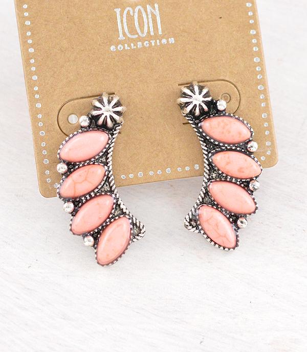 WHAT'S NEW :: Wholesale Western Peach Stone Statement Earrings