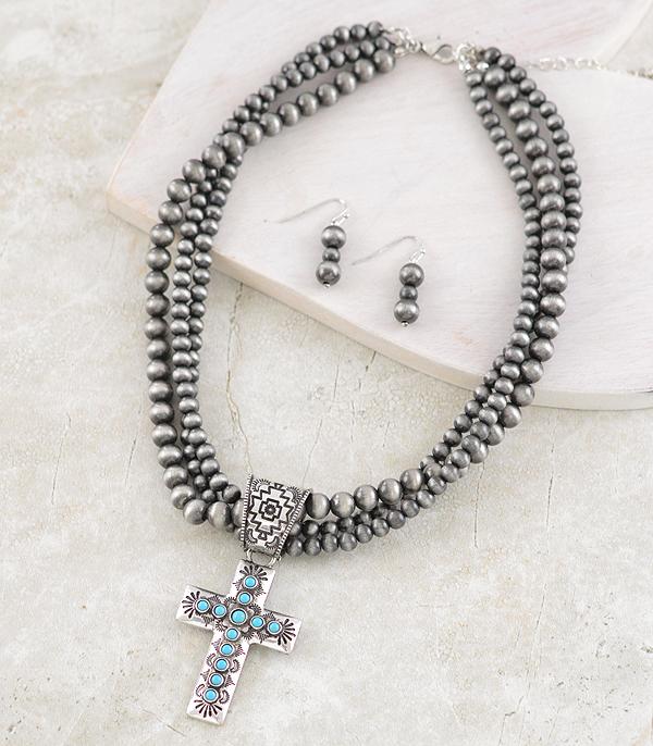 New Arrival :: Wholesale Aztec Cross Navajo Pearl Necklace