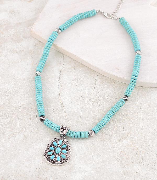 NECKLACES :: WESTERN TREND :: Wholesale Western Turquoise Concho Pendant Necklac