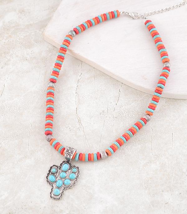 New Arrival :: Wholesale Turquoise Cactus Pendant Necklace