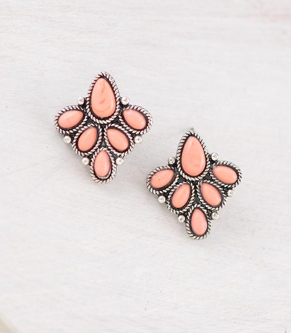 New Arrival :: Wholesale Western Peach Semi Stone Post Earrings