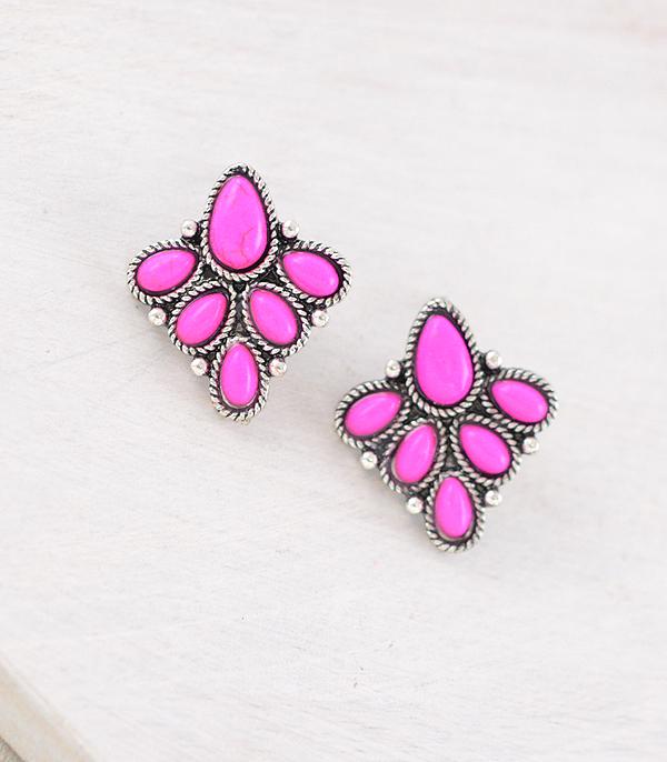 WHAT'S NEW :: Wholesale Western Fuchsia Color Stone Earrings