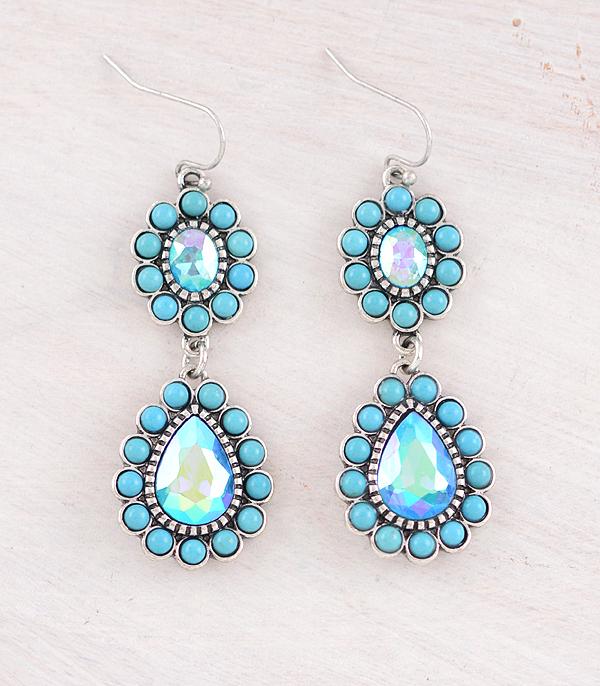 New Arrival :: Wholesale Turquoise AB Stone Teardrop Earrings