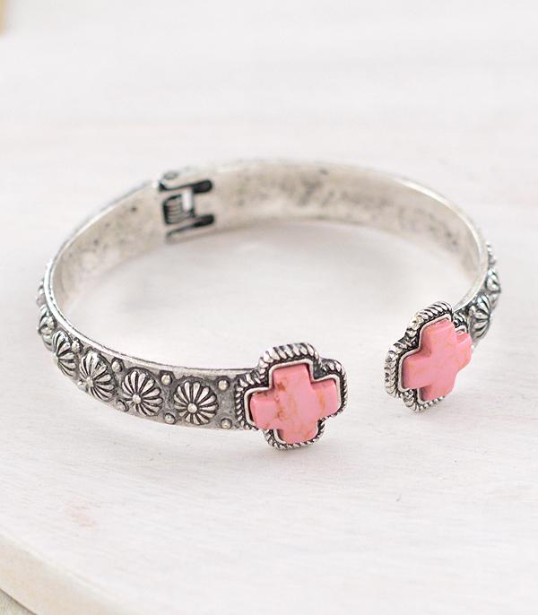 WHAT'S NEW :: Wholesale Western Pink Cross Concho Cuff Bracelet