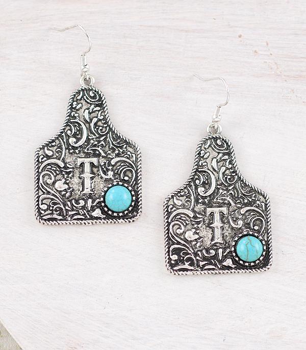 INITIAL JEWELRY :: BRACELETS | EARRINGS :: Wholesale Western Tooling Initial Earrings