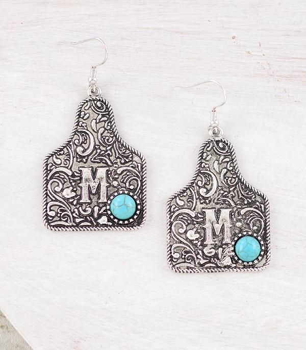 New Arrival :: Wholesale Western Tooling Initial Earrings