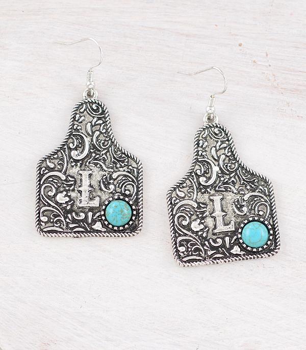 New Arrival :: Wholesale Western Tooling Initial Earrings