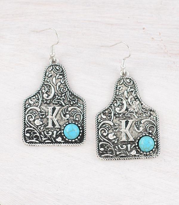 New Arrival :: Wholesale Western Tooling Initial Earrings