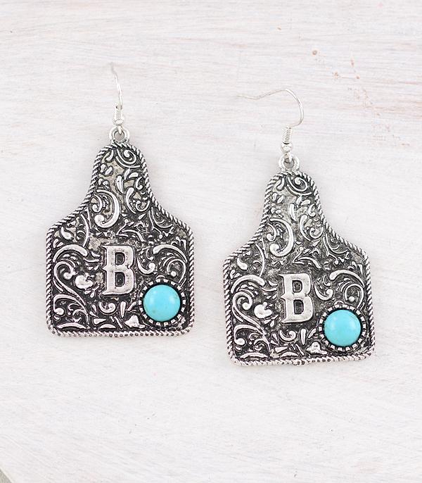 New Arrival :: Wholesale Western Tooling Initial Earrings