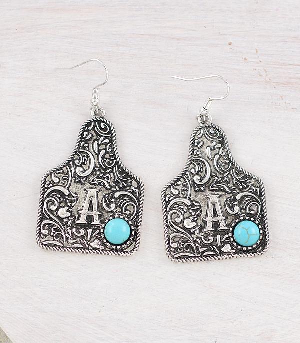 INITIAL JEWELRY :: BRACELETS | EARRINGS :: Wholesale Western Tooling Initial Earrings