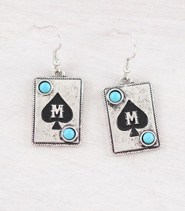 WHAT'S NEW :: Wholesale Western Ace Card Initial Earrings