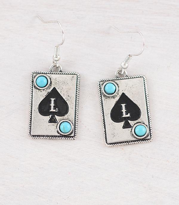 WHAT'S NEW :: Wholesale Western Ace Card Initial Earrings