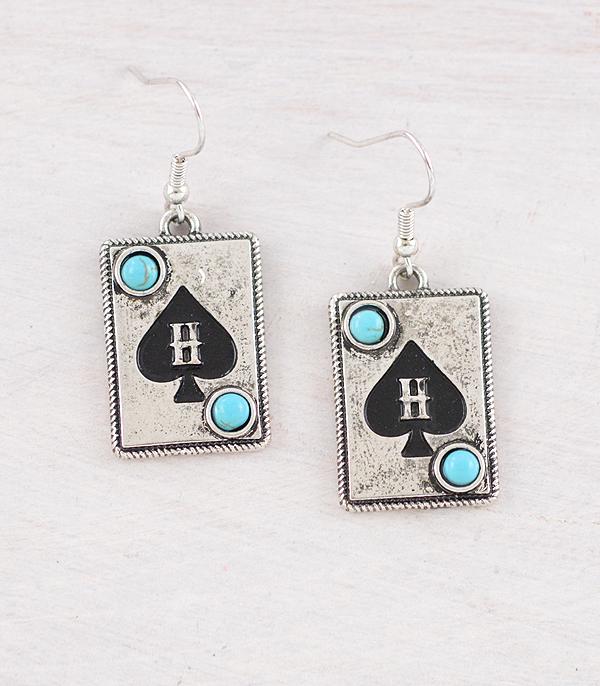 WHAT'S NEW :: Wholesale Western Ace Card Initial Earrings