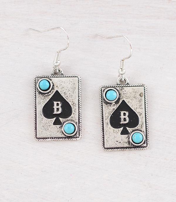 WHAT'S NEW :: Wholesale Western Ace Card Initial Earrings