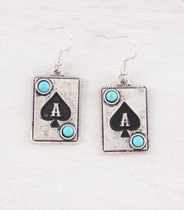 WHAT'S NEW :: Wholesale Western Ace Card Initial Earrings