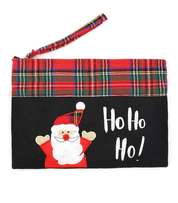 <font color=GREEN>HOLIDAYS</font> :: JEWELRY I BAGS :: Wholesale Ho Ho Ho Christmas Santa Pouch