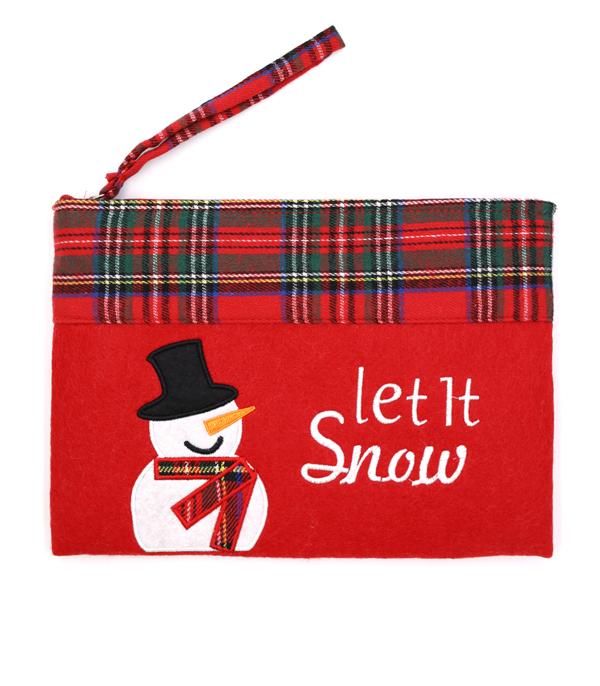 New Arrival :: Wholesale Let It Snow Christmas Pouch Bag