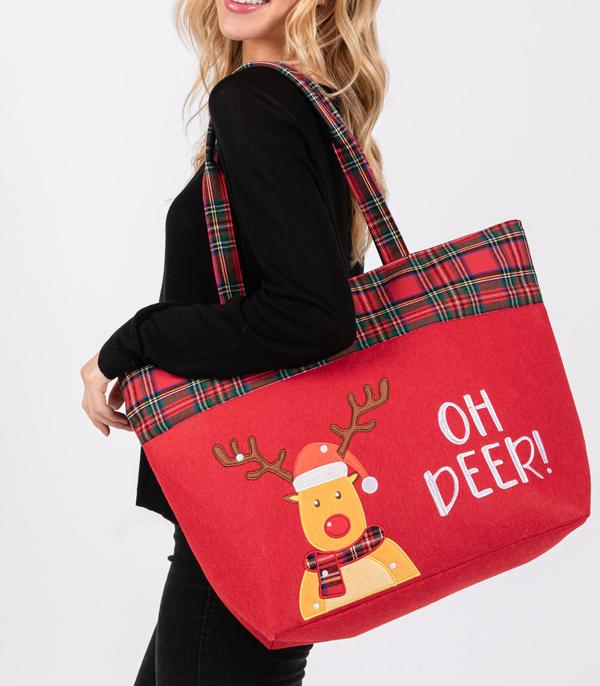 <font color=GREEN>HOLIDAYS</font> :: JEWELRY I BAGS :: Wholesale Oh Deer Christmas Tote Bag