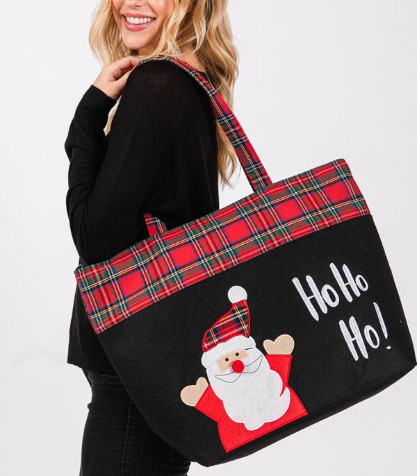 <font color=GREEN>HOLIDAYS</font> :: JEWELRY I BAGS :: Wholesale Ho Ho Ho Santa Christmas Tote Bag